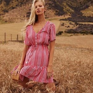 Beach gold Henry Dress in red and white stripes